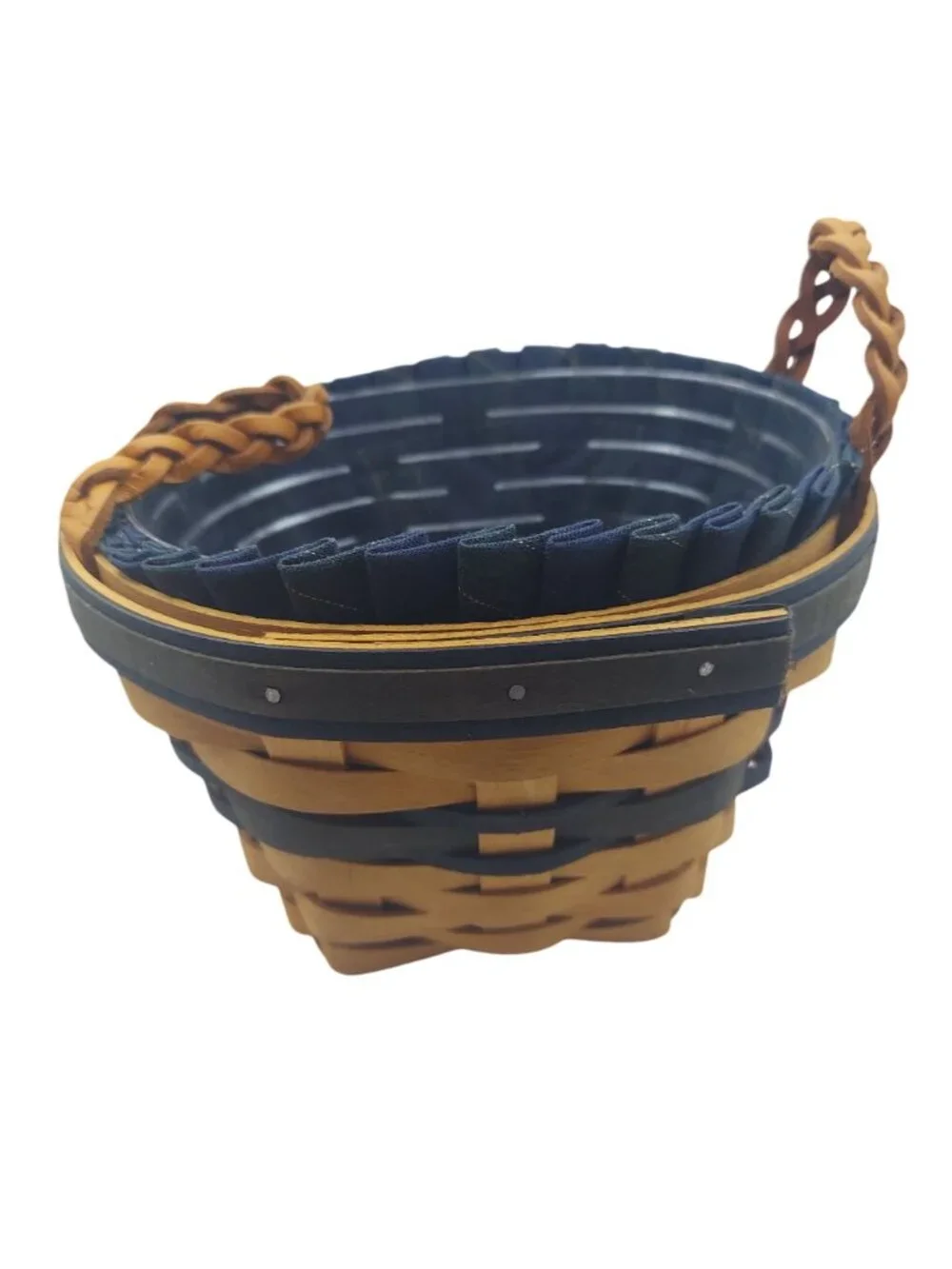 Longaberger 1999 Collectors Club Basket Hand Woven Navy Liner Plastic Protector